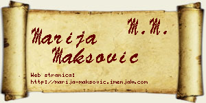Marija Maksović vizit kartica